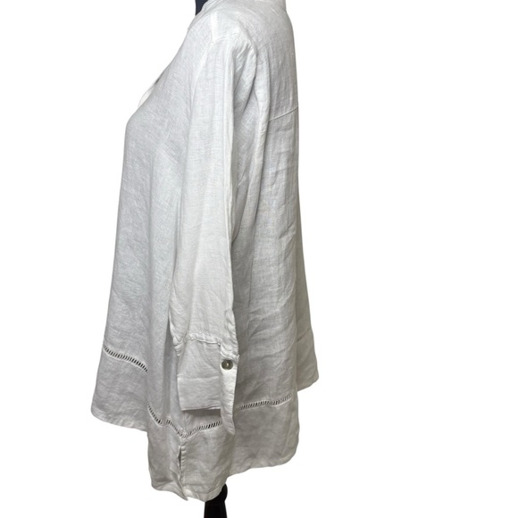 Symple NYC | White Button Down Shirt | 100% Linen | Sz M - Picture 3 of 6